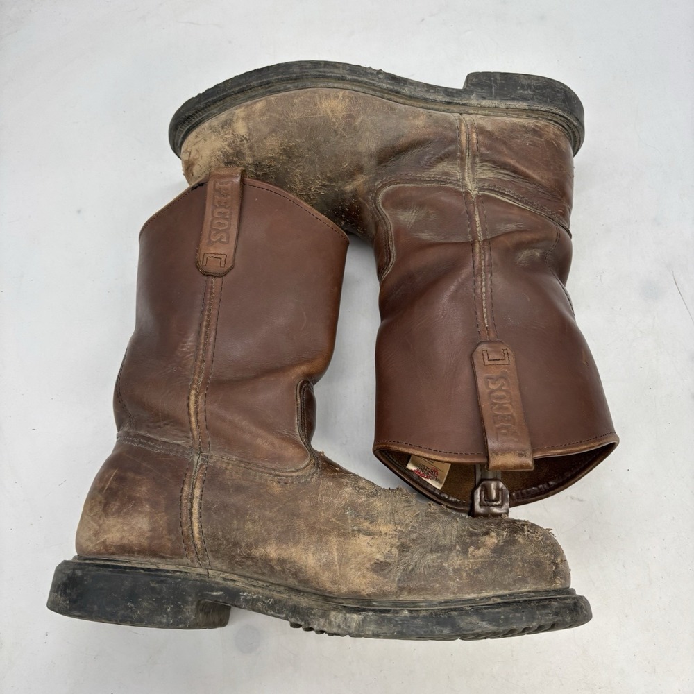Red Wing Pecos Boots Mens 11.5 E Brown Leather Steel Toe Work PT91 USA Made 2231 - Picture 8 of 14
